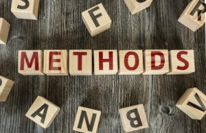 Wooden blocks displaying the word "Methods."